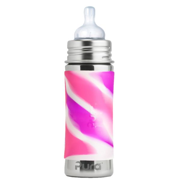 Pura Kiki Trinkflasche 325ml Weithalssauger Pink Swirls