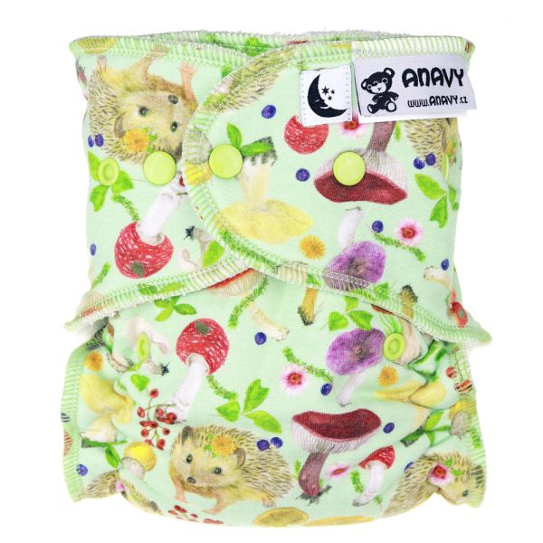 Anavy - Höschenwindel (XL-Nachtwindel) 7-18 kg - (ohne Einlagen) - Igel und Pilze