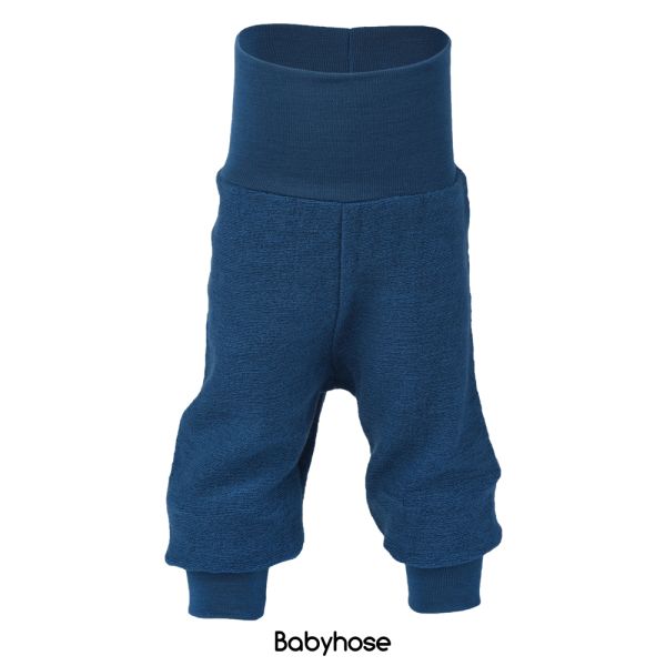 Engel - Lange Baby- & Kinder-Wollüberhose (100% Bio-Merino Wollfrottee) - Marine -152/158
