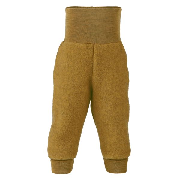 Engel - Lange Baby- & Kinder-Fleece-Wollüberhose (100% Schurwolle) - Safran - 50/56