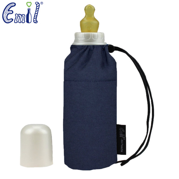 Emil - Babyflasche (250ml) - Komplettset - Blau (Bio-Baumwoll-Überzug)