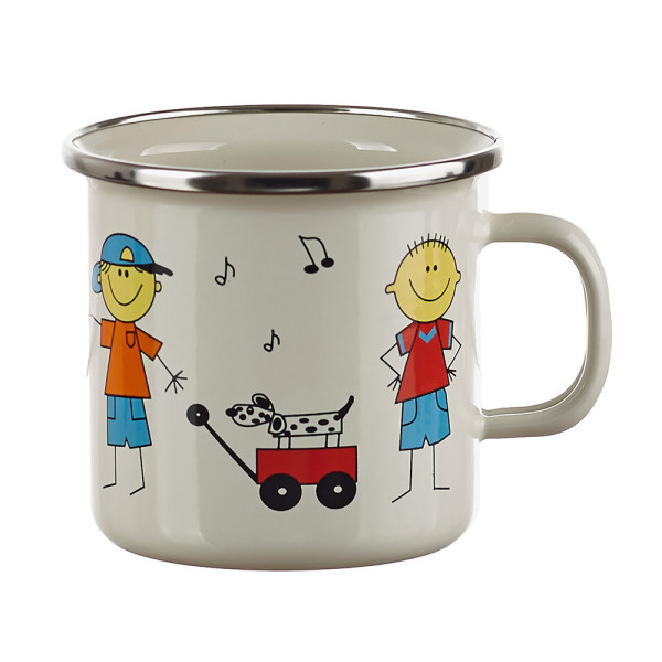 Münder Email - Emaille Kinderbecher - Retro-Design (Chrom-Rand) - 220ml