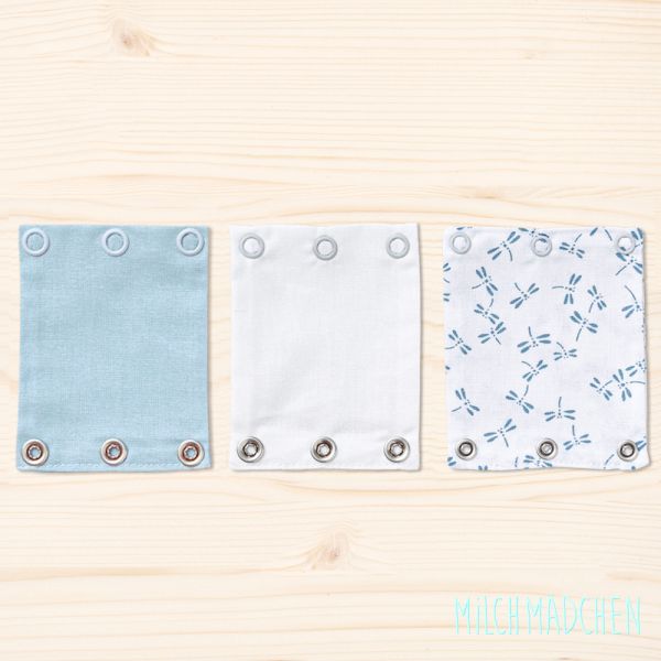 Milchmädchen - Bodyerweiterung/-verlängerung - in tollen Designs - 3 Stück in 3 Druckknopfgrößen