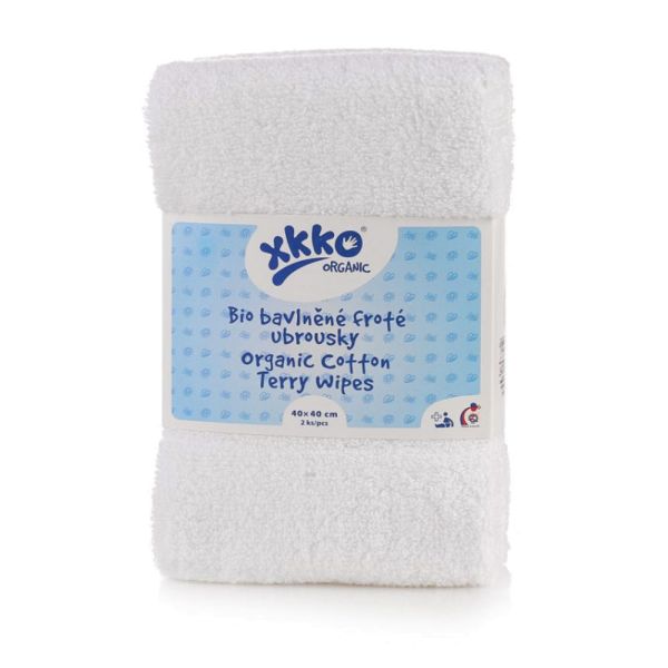 XKKO - Prefolds (Mullwindeln) - 100% Bio-Baumwolle-Frotteetücher (40x40 cm) - 2 Stück