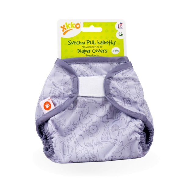 XKKO - Überhose (PUL) - doppelte Beinbündchen - Newborn (2-6 kg) - Safari Lavender Aura