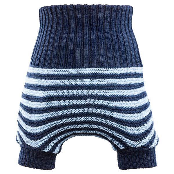 Little Clouds - Wollüberhose (100 % doppelt gestrickte Schurwolle kbT) - Marine & Hellblau