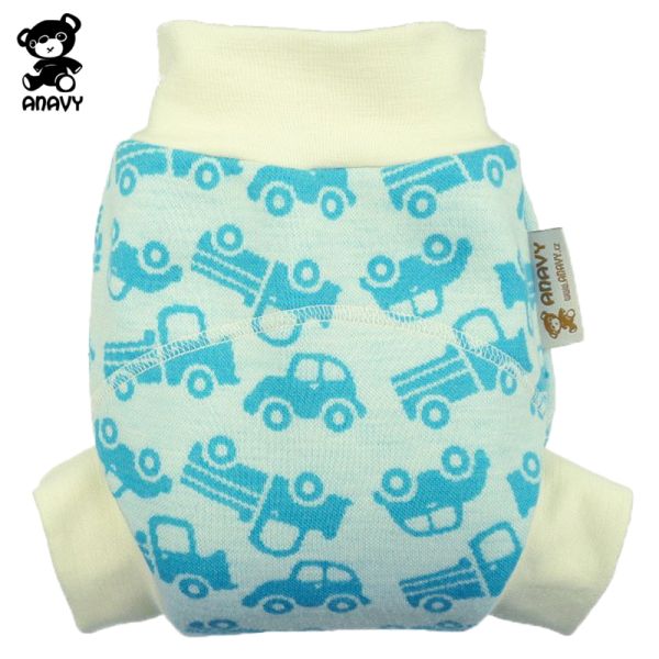 Anavy Wollschlupfhose - Autos (Blau) - 100% Merinowolle (Gr. S)