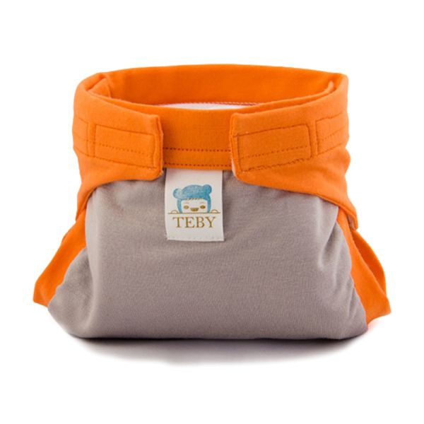Culla di Teby (AI3) - "Classic" Baumwolle Hybridwindel - (EINZELN) - Grau & Orange
